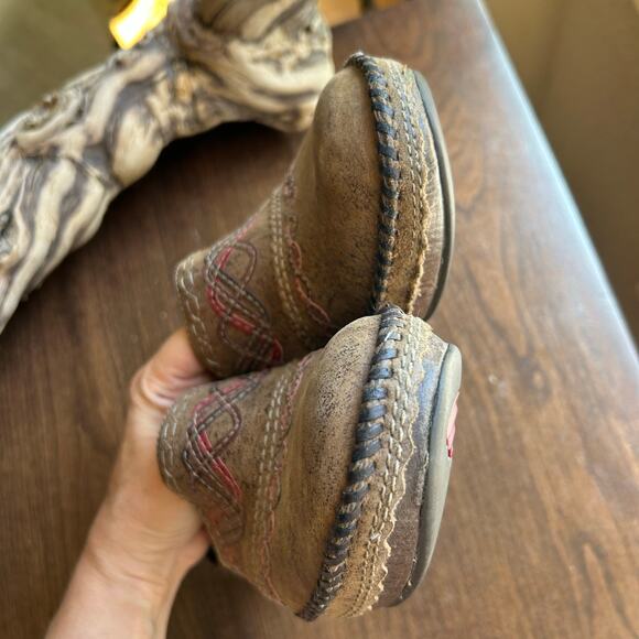 Clarks Artisan size 8 Distressed Leather Wedge Mule Clog Brown - Picture 6 of 11